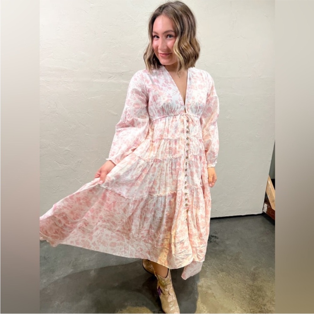Free People Pappiet Midi Dress in Femme Combo - Picture 2 of 8